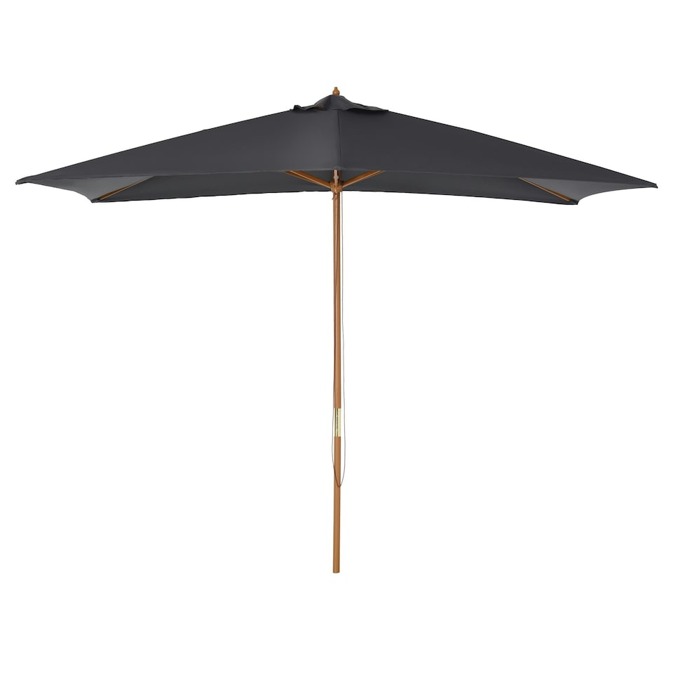 image 1 of Outsunny Wooden Garden Parasol Sun Shade Patio Umbrella Canopy Dark Grey