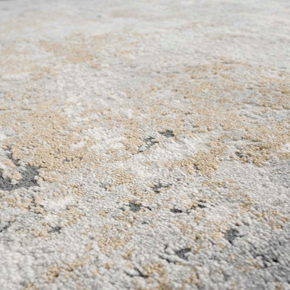 image 1 of KUKOON Silver Grey Metallic Distressed Abstract Living Room Area Rug 80cm x 150cm Grey