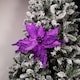 image 10 of 76cm Purple Velvet Poinsettia Stem with Glitter Christmas Decoration