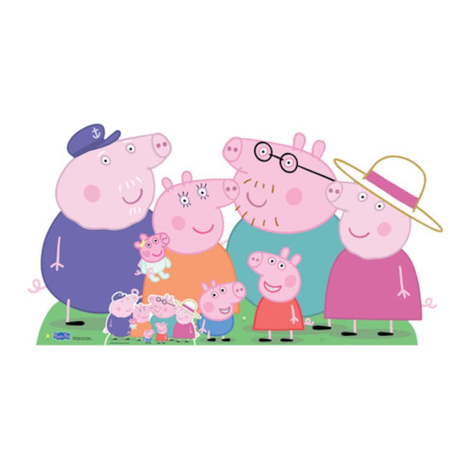 image 1 of Peppa| George| Mummy| Daddy| Grandpa| Granny and Baby Evie Pig Peppa Pig Family Group Lifesize Cardboard Cutout 91cm