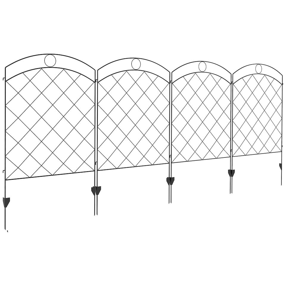 image 1 of Outsunny 4PCs Decorative Garden Fencing 43in x 11.4ft Steel Border Edging