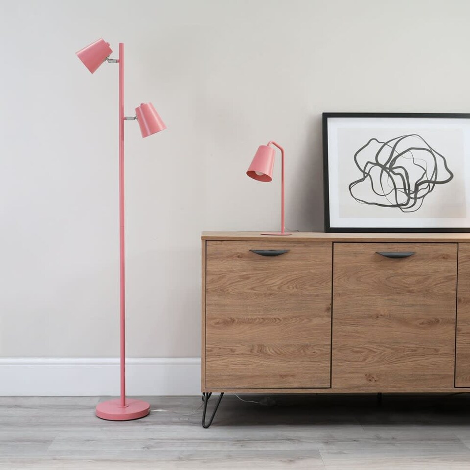 image 1 of ValueLights Bibi Pastel Pink 2 Way Adjustable Multi-Directional Metal Floor Lamp