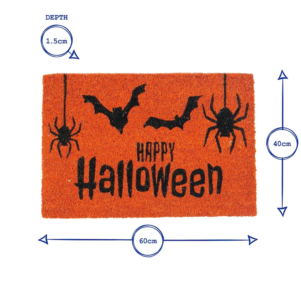 image 1 of Nicola Spring Halloween Coir Door Mats - 60 x 40cm - Day of the Dead - Pack of 2