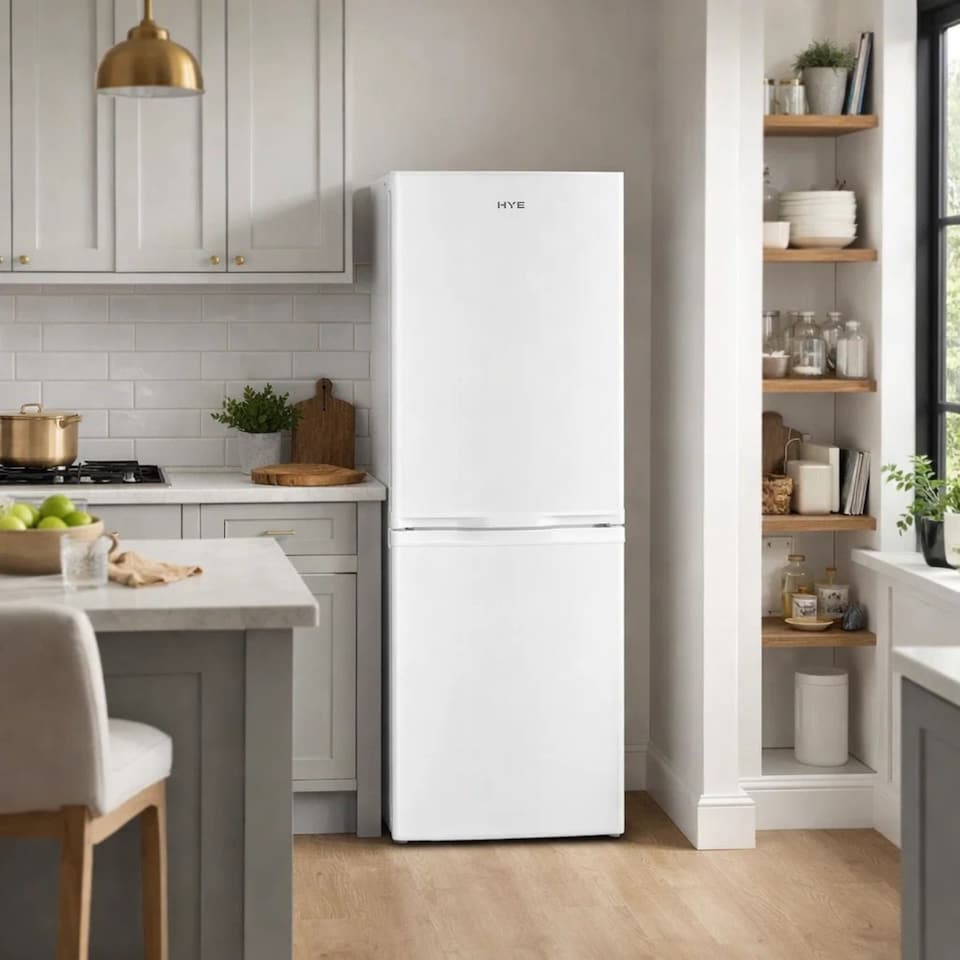 image 1 of HYE 60-40 Freestanding Fridge Freezer, 207 Litre, 55cm, White - RF01FF207W01