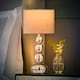 image 1 of ValueLights Chrome Table Lamp With Grey Faux Silk Shade Chrome