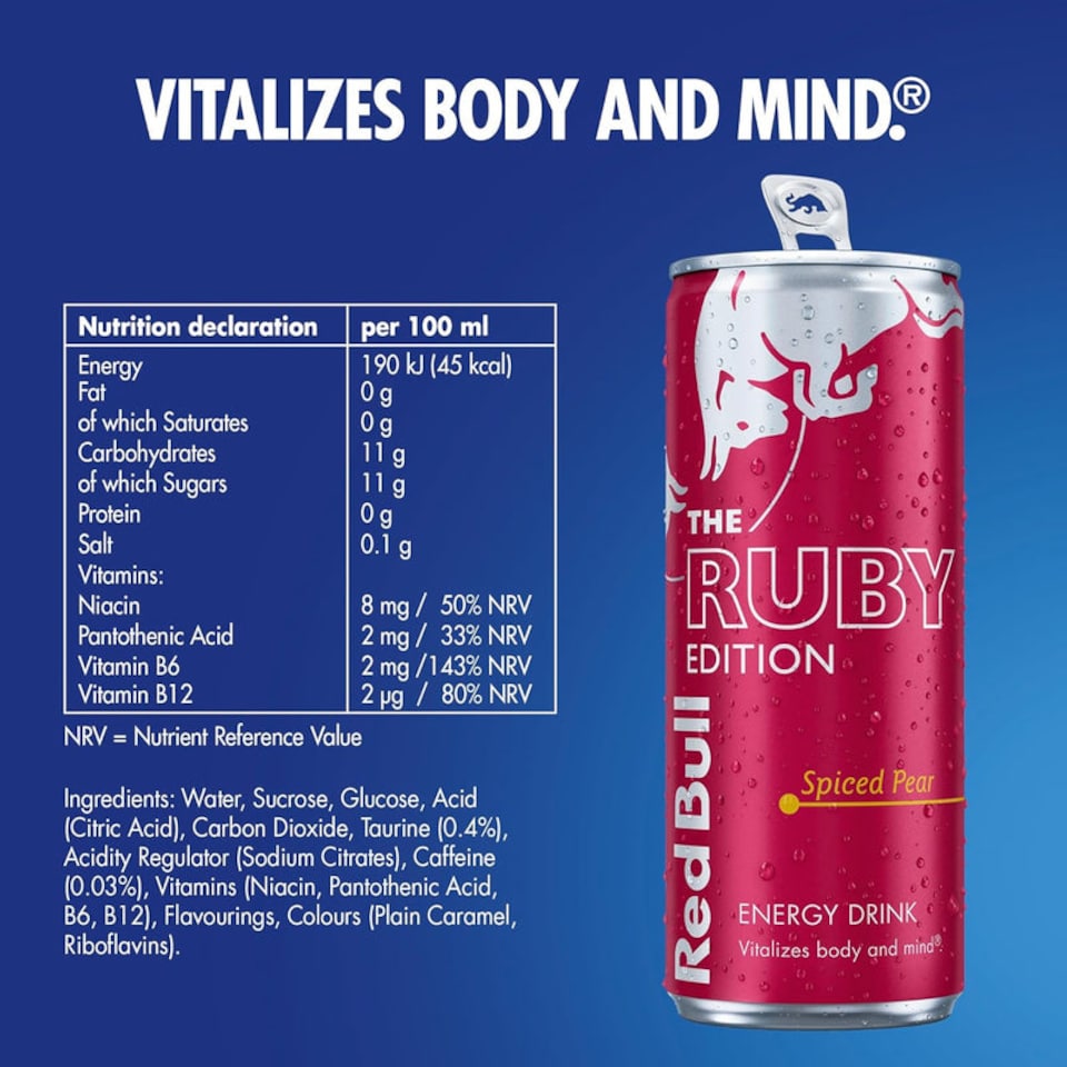 image 1 of Red Bull Energy Drink Ruby Edition Spiced Pear 250ml x12