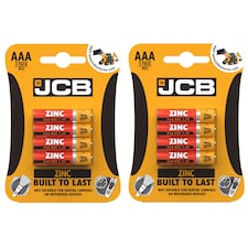 JCB AAA Zinc Carbon Batteries - Pack of 4 | Multi | AAA | 8