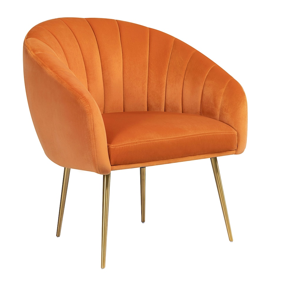 image 1 of Helena Velvet Accent Chair - Orange