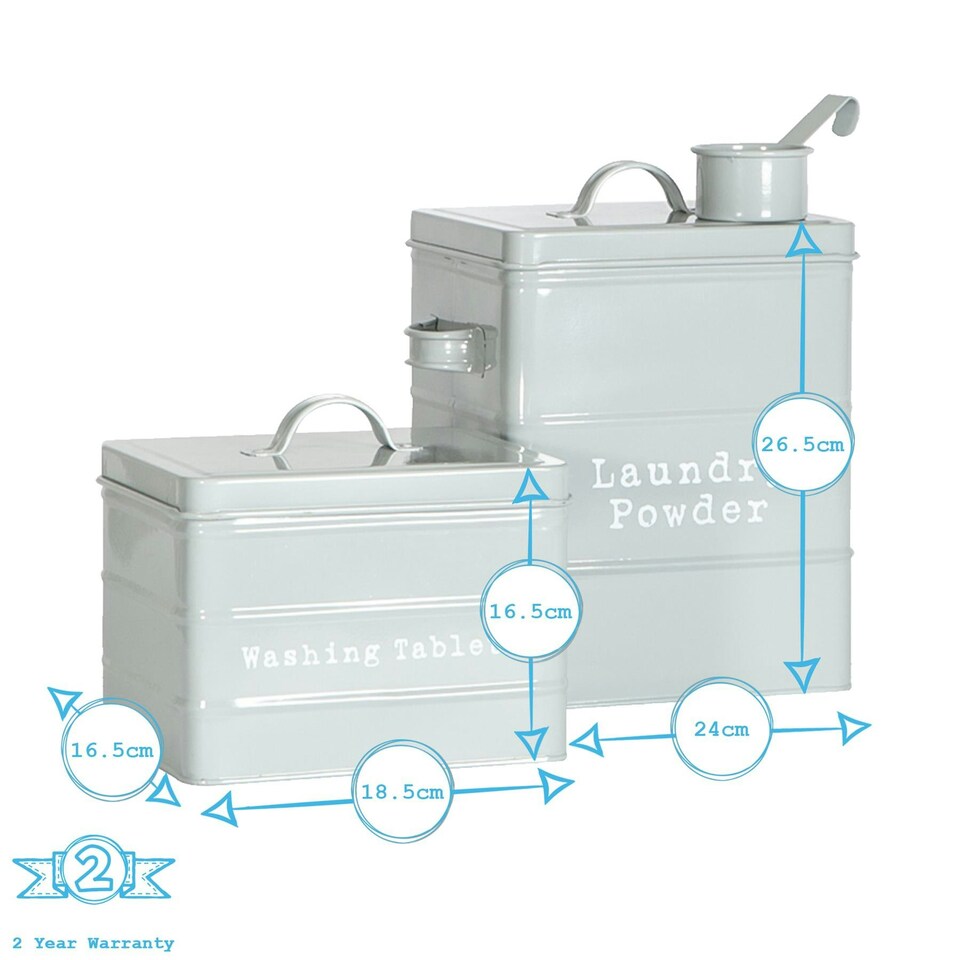 image 1 of Harbour Housewares 4 Piece Grey Vintage Metal Utility Canisters Set Utility Storage Utility Containers Storage Box Storage Container