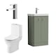 image 1 of Floor 2 Door Bathroom Vanity Unit, Tap & Toilet Pack, Green, 479mm | Green | Satin Green