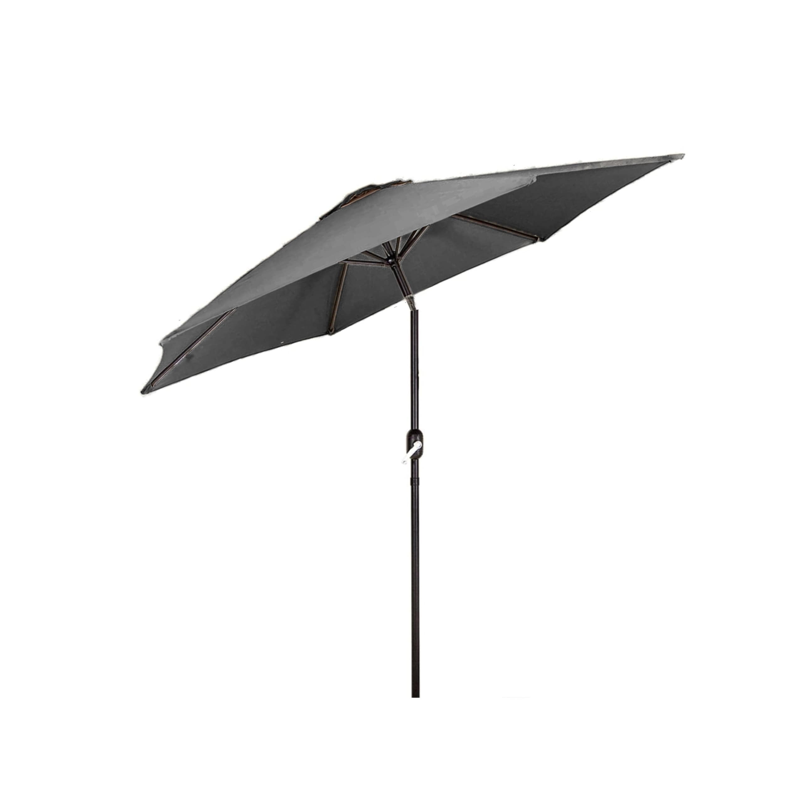 Groundlevel 2m Tilt and Crank Lightweight Parasol Umbrella | Grey | Grey