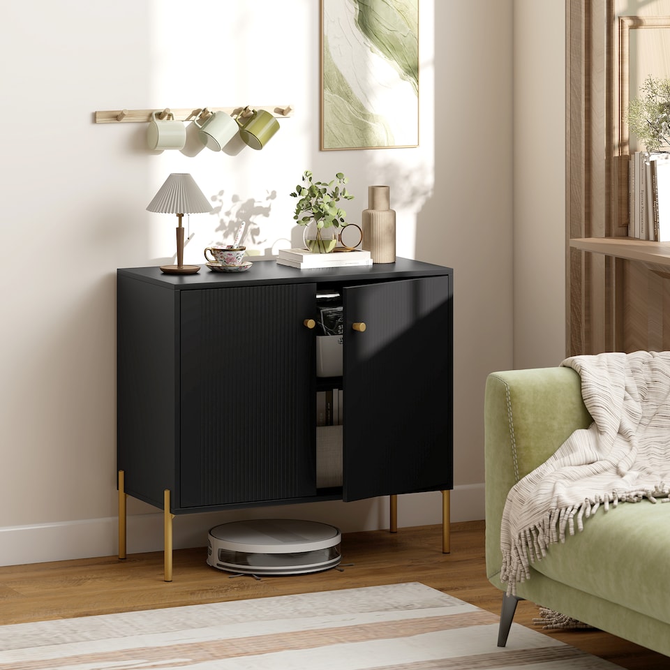 image 1 of HOMCOM Modern Sideboard Buffet Cabinet with Fluted Doors, Coffee Bar Cabinet