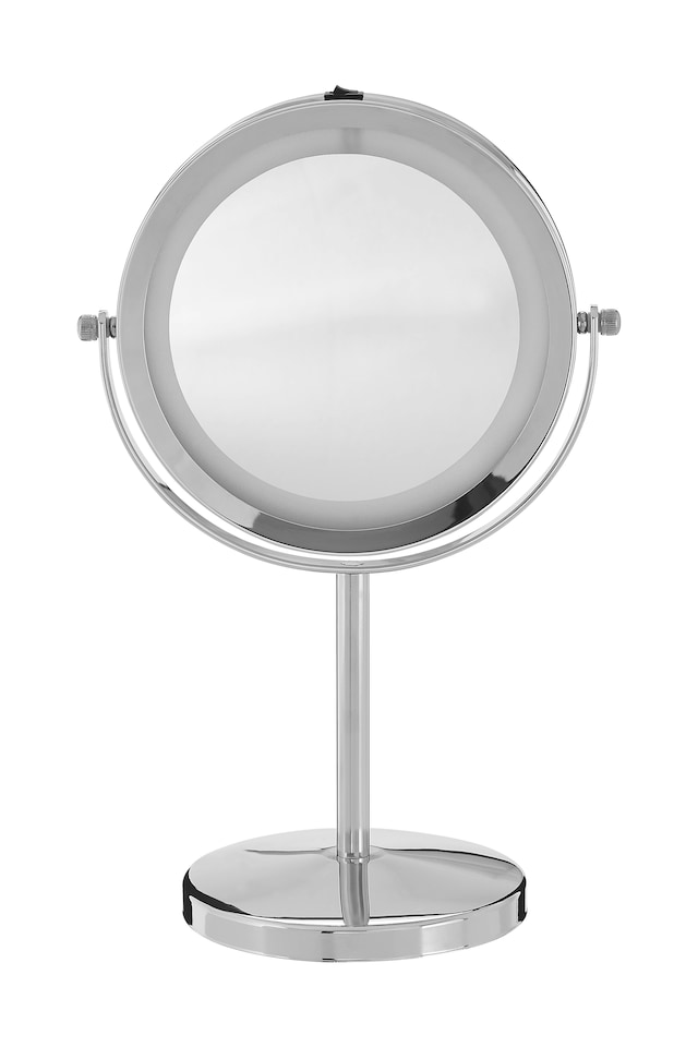 image 1 of Orsina Stunning LED Backlit Table Mirror With Sling Stand, Chrome Mirror For Shaving, Dressing Table, Vanity Mirror