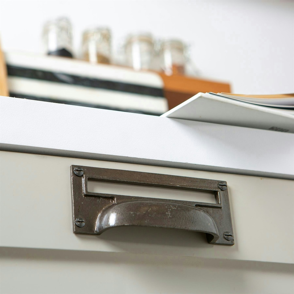 image 1 of Hammer & Tongs Filing Cabinet Drawer Pull with Card Frame - W130mm x H50mm - Brass N/A