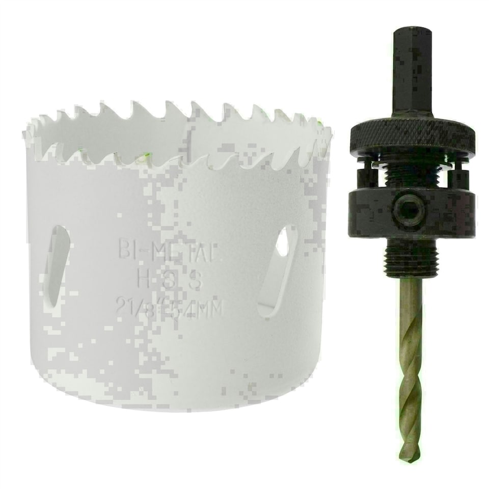 image 1 of 54mm HSS Hole Saw Holesaw Bi-Metal Blade Cutter Drill And Drill Adaptor Arbor