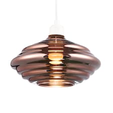 Modern Ribbed Honeycomb Glass Pendant Light Shade in Copper Plated 26cm Diameter | Copper