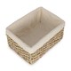 image 2 of Small Thatch Grass Woven Storage Basket with White Cotton Lining | Green | Green | S