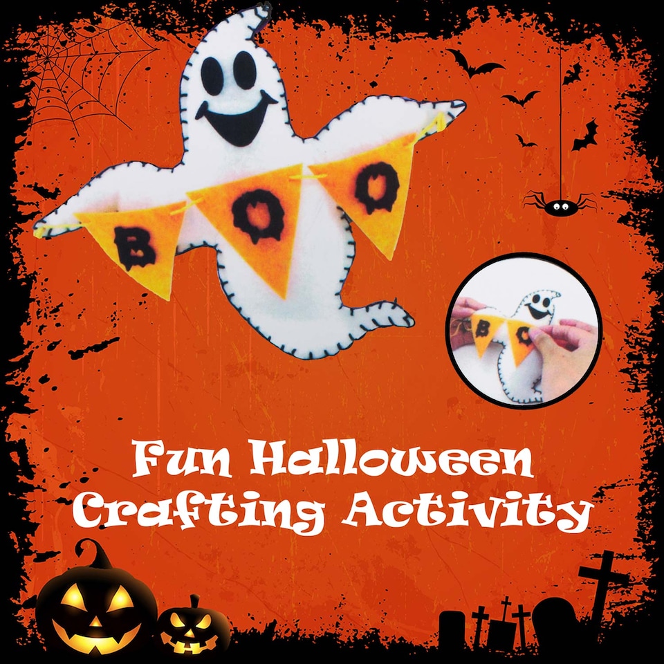 image 1 of PMS Halloween Ghost Craft Kit - Felt Activity for Kids, Reusable Party Decoration