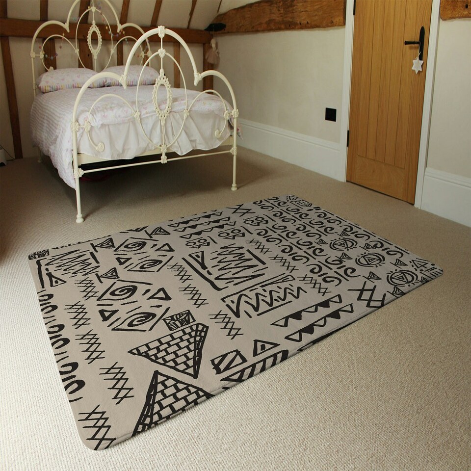image 1 of Striped egyptian theme with ethnic and tribal motifs (Rug) Multi | XL: 160x230cm