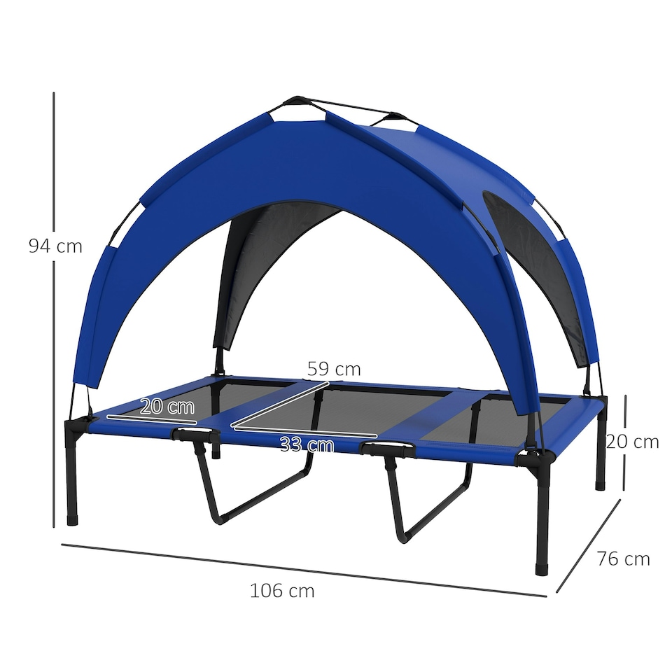 image 1 of PawHut Cooling Raised Dog Bed Breathable Mesh for Large Dogs Dark Blue