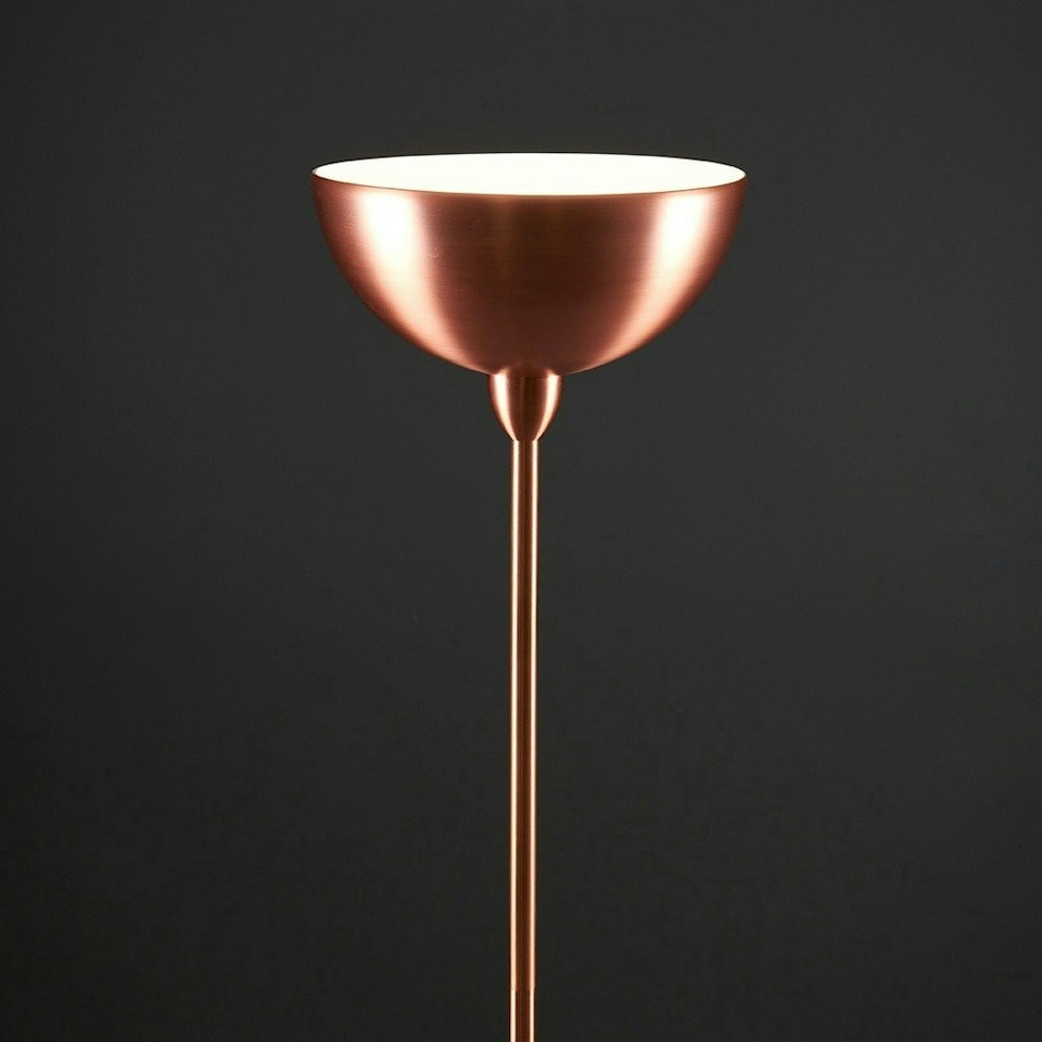 image 1 of ValueLights Copper Uplighter Floor Lamp Bowl Shaped Shade Copper