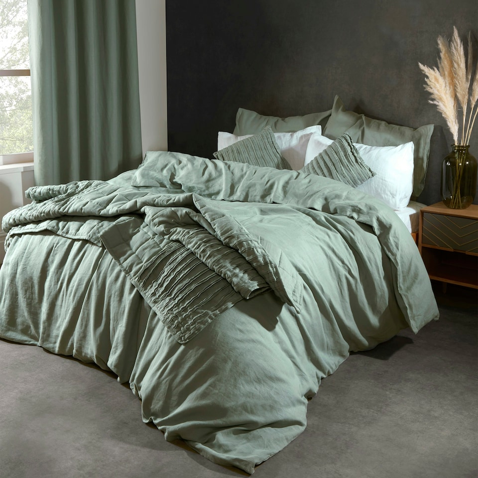 image 1 of Martex Linen Duvet Cover Green - Double