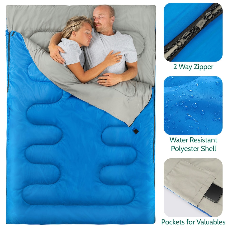 image 1 of Double Sleeping Bag - Blue