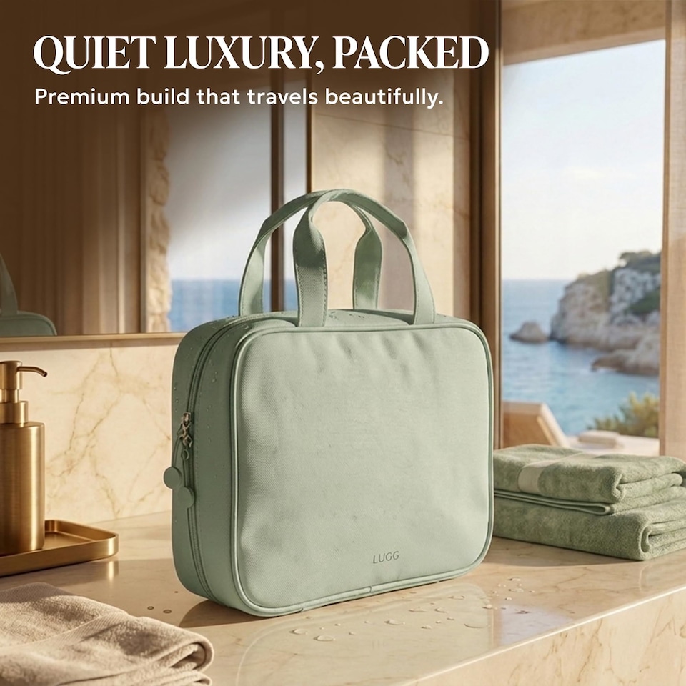 image 1 of Lugg Hanging Toiletry Bag Waterproof Travel Organiser with 360 Swivel Hook