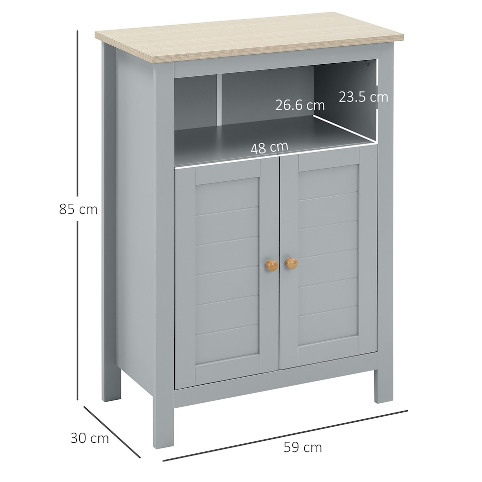 image 1 of kleankin Bathroom Floor Storage Cabinet Standing Unit W/ Doors Adjustable Shelf
