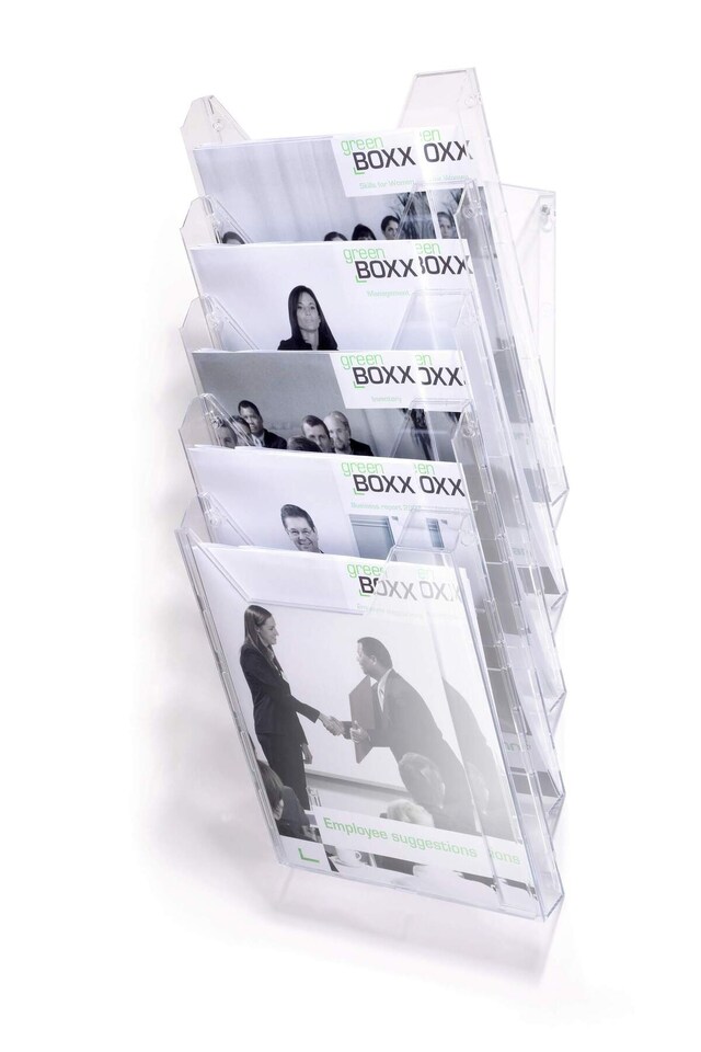 image 1 of Durable COMBIBOXX 5 Literature Tray | Stand & Wall Mount | A4 Portrait | Clear