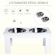 image 4 of PawHut Raised Dog Bowls Pet Feeder Raised Elevated Stainless Steel Food White