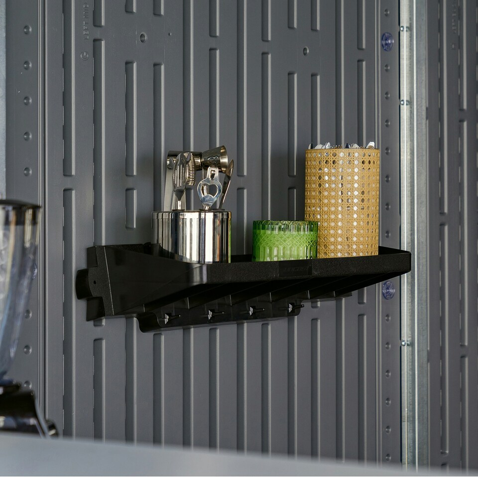 image 1 of Suncast Extra Deep Shelving With Hooks Set - Pack of 2 | Black