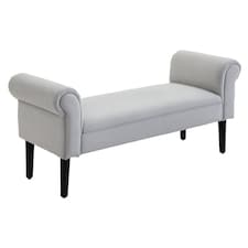 HOMCOM Deluxe Linen Bed End Arm Bench Bedside Bench Footstool Home Decor