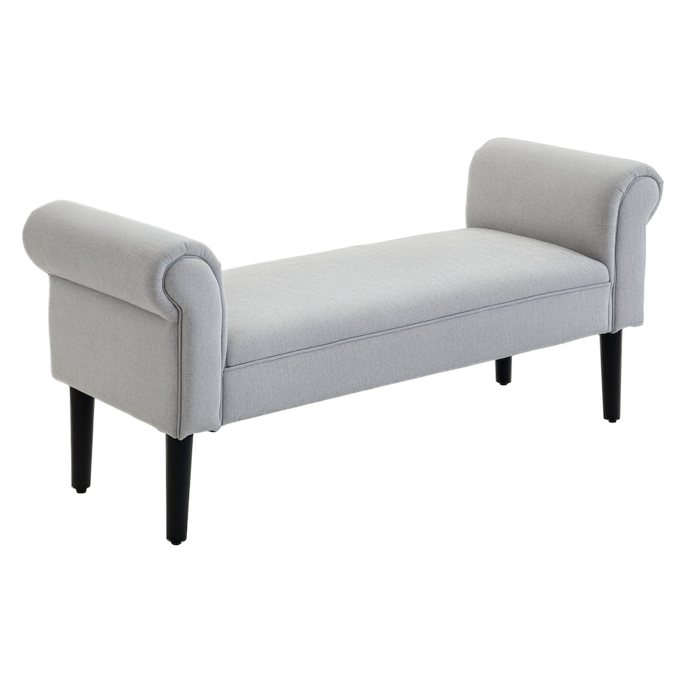 image 1 of HOMCOM Deluxe Linen Bed End Arm Bench Bedside Bench Footstool Home Decor