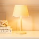image 2 of ValueLights Triston Light Wood Table Lamp Scallop White Trim Shade and Bulb