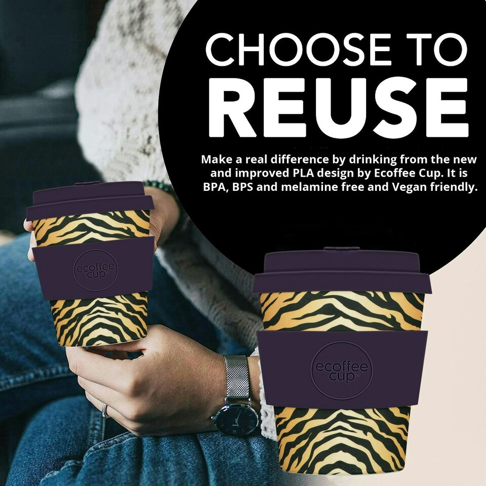 image 1 of Ecoffee Cup 8oz 240ml Reusable Eco-Friendly 100% Plant Based Coffee Cup with Silicone Lid & Sleeve - Melamine Free Travel Mug N/A | Colchesterfield