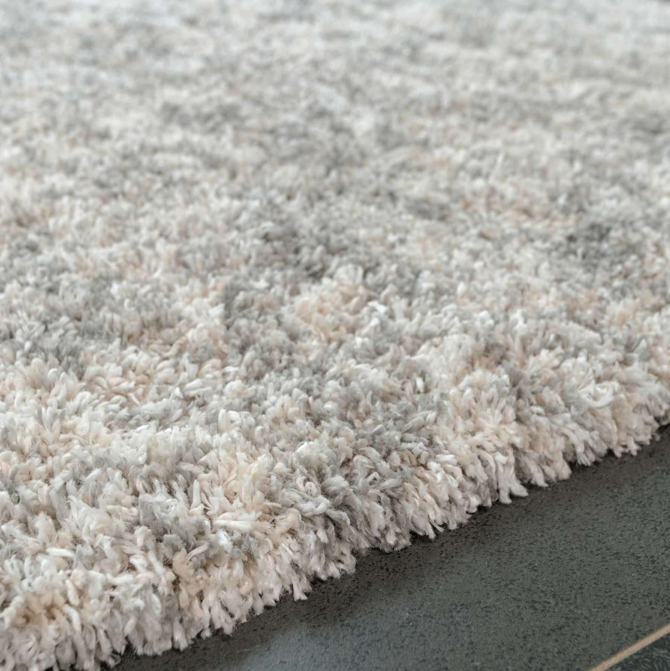 image 1 of KUKOON Soft Mottled Silver Shaggy Rug – Thick High Pile Luxury Area Carpet for Living Room & Bedroom 60cm x 240cm