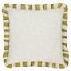 image 2 of furn. Linen Stripe Printed Ruffle Linen/Olive Filled Cushion 50 x 50 cm | Multi