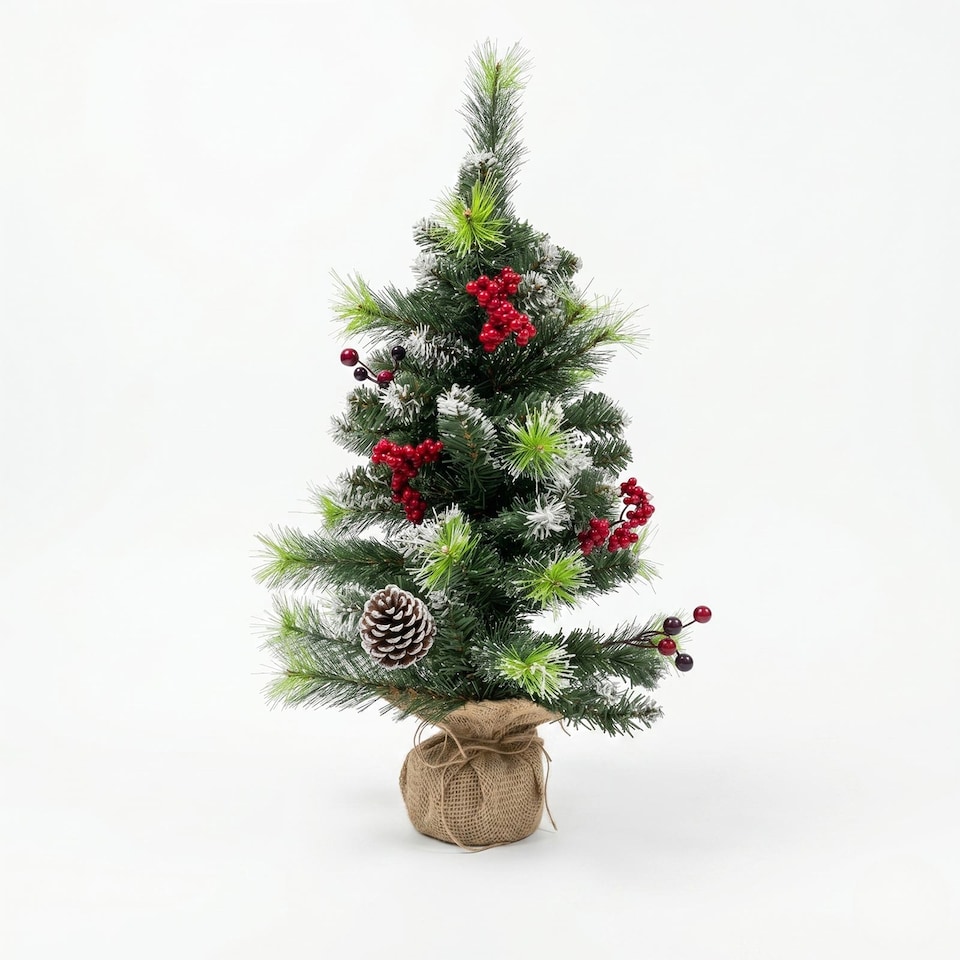 image 1 of Homescapes Artificial Pinecone & Berry in Burlap, 60cm