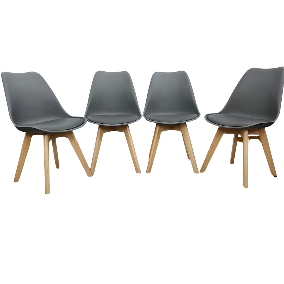 image 1 of Dining Chairs Set of 4 Grey Leather Kitchen Table Grey