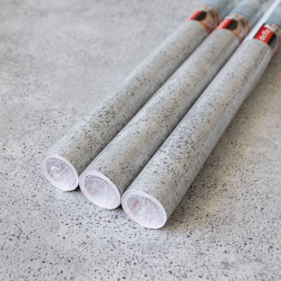 image 1 of Sticky Back Plastic Salazar Concrete Grey Stone Effect Kitchen Self-adhesive Vinyl Wrap for Cupboards, Doors and Worktops 67.5cm x 2m (3 rolls) - d-c-fix