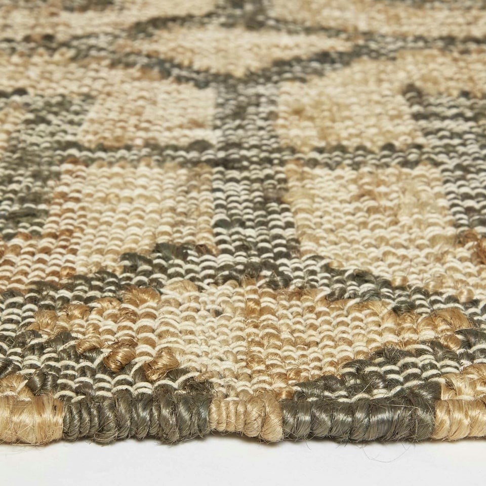 image 1 of Homescapes Tiran Brown Geometric Handwoven Jute Hallway Runner Rug - 66 x 200 cm | Brown | Brown, Grey