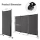 image 2 of COSTWAY 3 Rolling Privacy Screens Freestanding Panel Room Divider on Wheels Grey