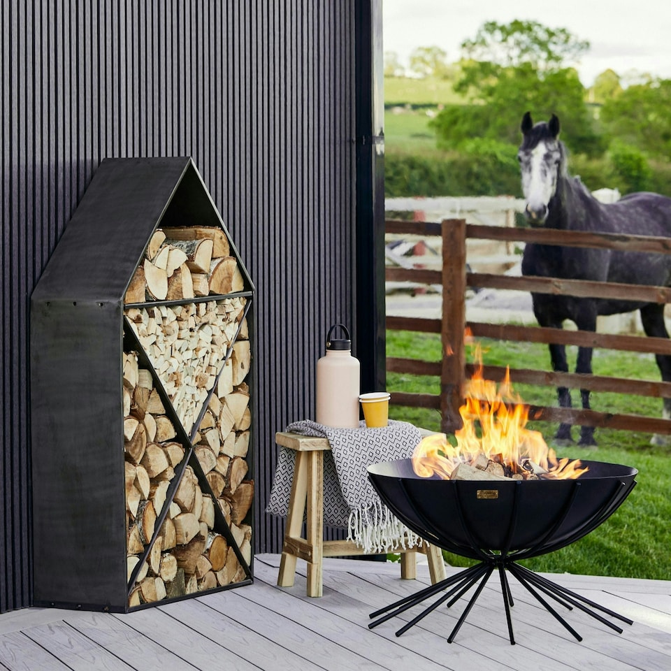 image 1 of House Sculptural Log Storage Zinc Grey