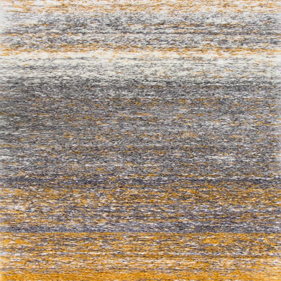 image 1 of KUKOON Yellow Ochre Grey Striped Mottled Long Runner Rug 60cm x 240cm | Yellow