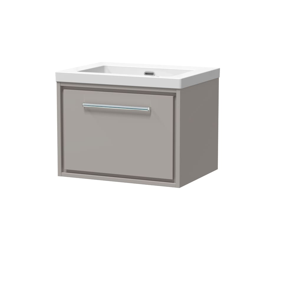 image 1 of Bathroom 1 Soft-Close Drawer Wall Hung Fireclay Basin, Grey, 600mm | Grey | Pebble Grey | 1