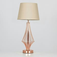 ValueLights Jaspa Copper Table Lamp Cream Shade