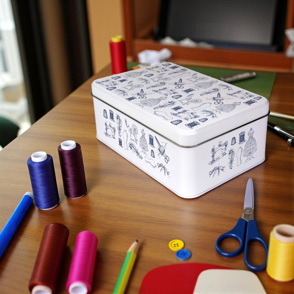 image 1 of Vintage Sewing Storage Tin