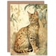 image 1 of Cat Lover Marble Coat Bengal and Porch Plant Watercolour Greeting Card
