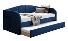 Blue Day Bed,Sofabed,Guest Trundle Fabric Upholstered Velour, Bed Frame | Blue | Single